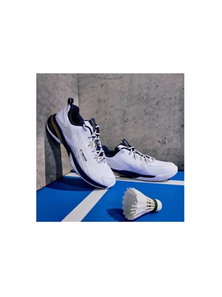 Badmintonové boty VICTOR AX bright white/light gold bílé
