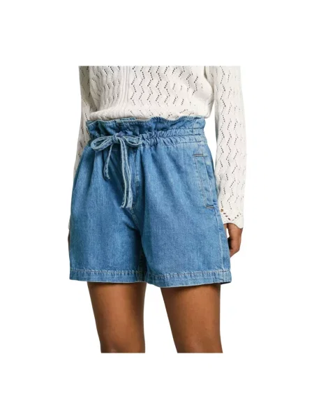 Szorty jeansowe Pepe Jeans wiązane w kształcie litery A niebieskie