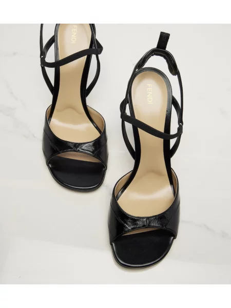 Sandale Fendi din piele slingback negru