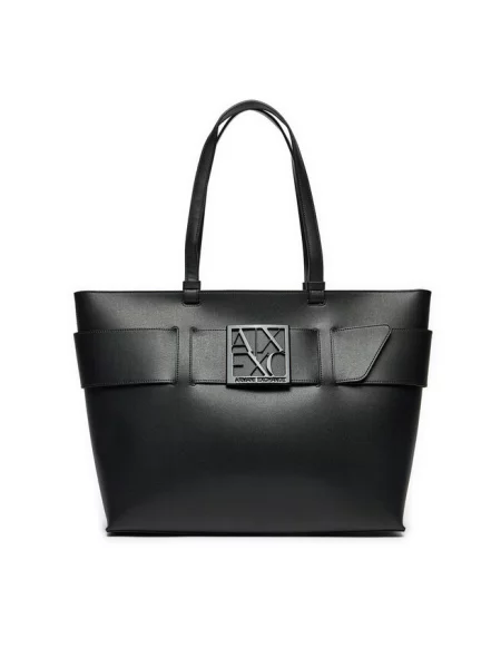 Lniana shopperka Armani Exchange czarna