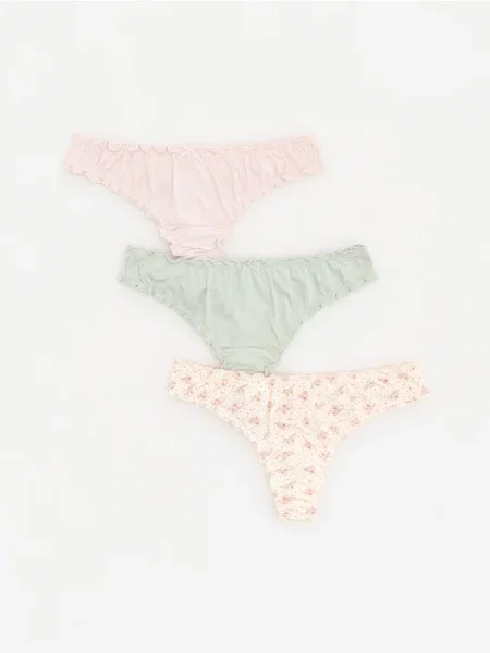 Reserved Set de 3 perechi de chiloți tanga roz-pastel roz