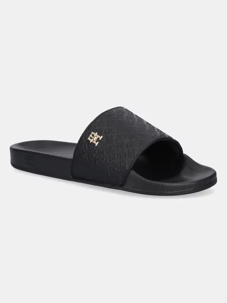 Tommy Hilfiger papucs TH MONOGRAM POOLSIDE női fekete