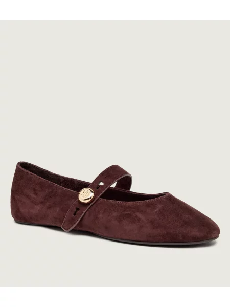 TORY BURCH Balerini Romy Mary Jane | piele întoarsă maro