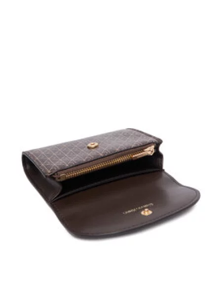 Calvin Klein Pénztárca Emblem Aop Flap Coin Wallet Barna bézs