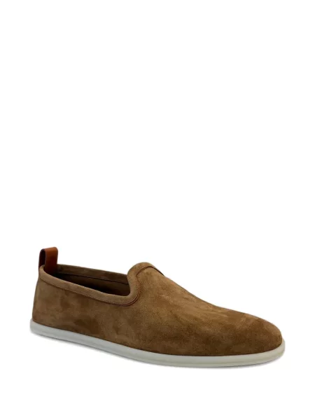 Pantofi loafer Loro Piana din piele de căprioară maro