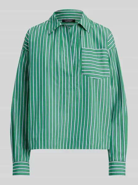 Bluzka koszulowa o kroju regular fit z czystej bawełny Lauren Ralph Lauren zielona