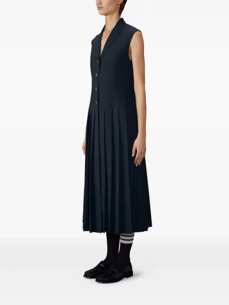 Rochie fără mâneci Thom Browne fără mâneci plisată de costum albastru
