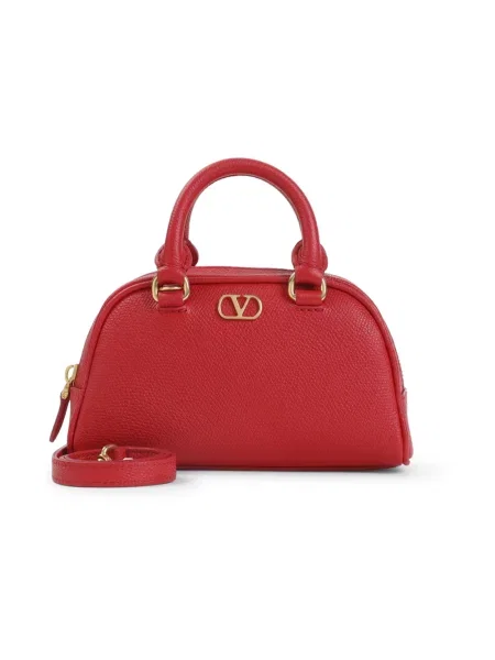 Lniana torebka Valentino Garavani czerwona