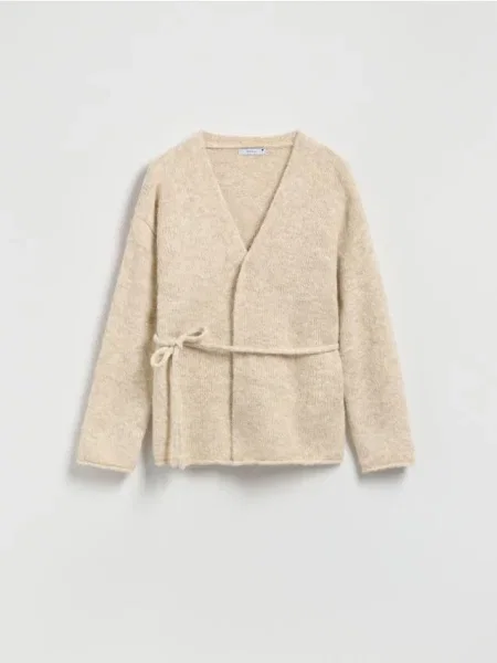 Reserved Cardigan cu șnur decorativ bej