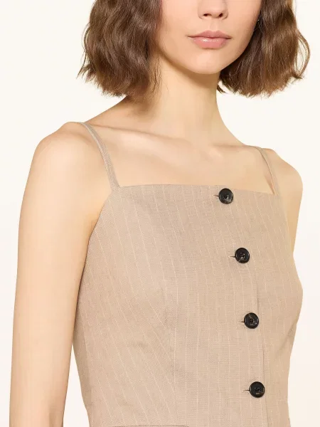 HUGO bluzka z dodatkiem lnu Copale beżowa