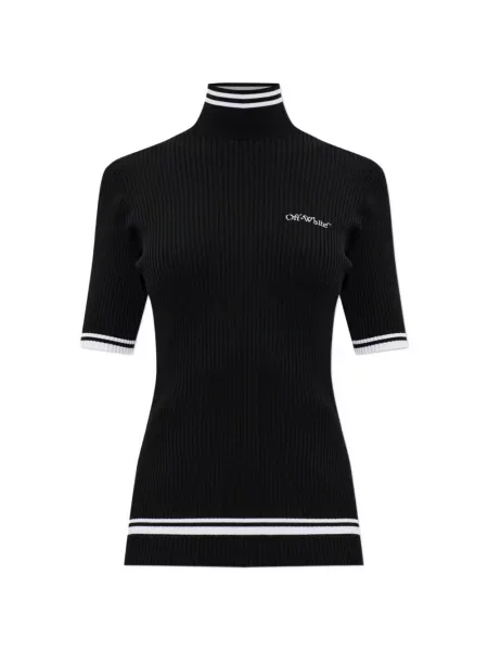 Pulover Off-white cu broderie alb