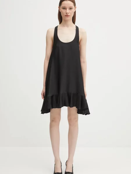 Anine Bing rochie de mătase lilith mini evazati negru