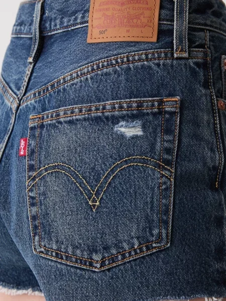 Levi's къс панталон дамски от деним ORIGINAL синьо