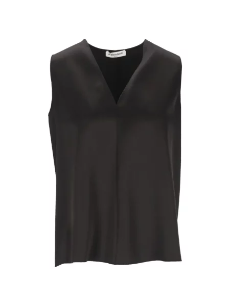 Top Al Duca D’aosta 1902 din satin cu decolteu în V negru