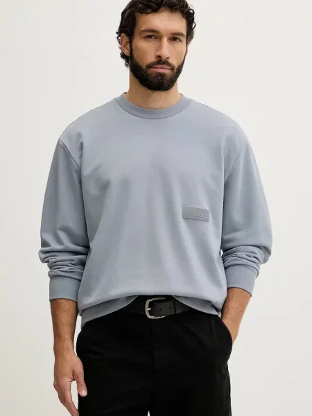 BOSS Green hanorac pentru bărbați cu SW_Crewneck albastru