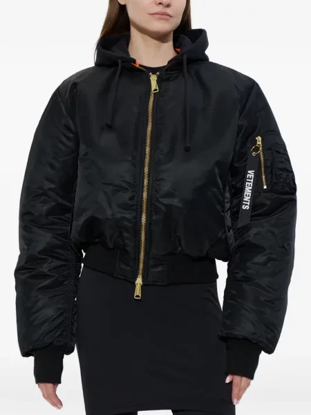 Geacă bomber Vetements cu glugă negru
