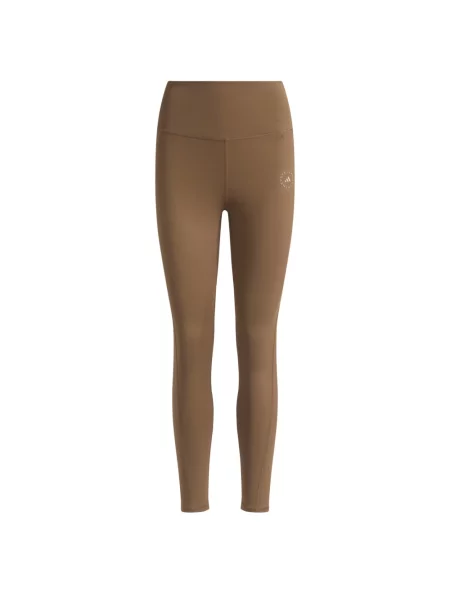 Spodnie Adidas By Stella Mccartney z wysoką talią z logo brązowe