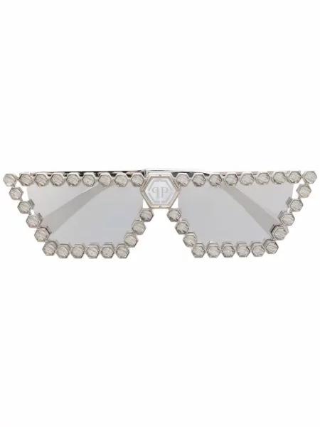 Ochelari de soare Philipp Plein Eyewear de cristal argintiu