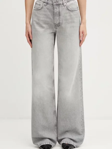 Anine Bing HUGH JEAN OYSTER GREY blugi relaxed fit pentru femei gri