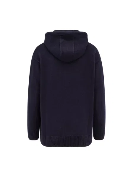 Bluza z kapturem Max Mara wełniana z kapturem niebieska