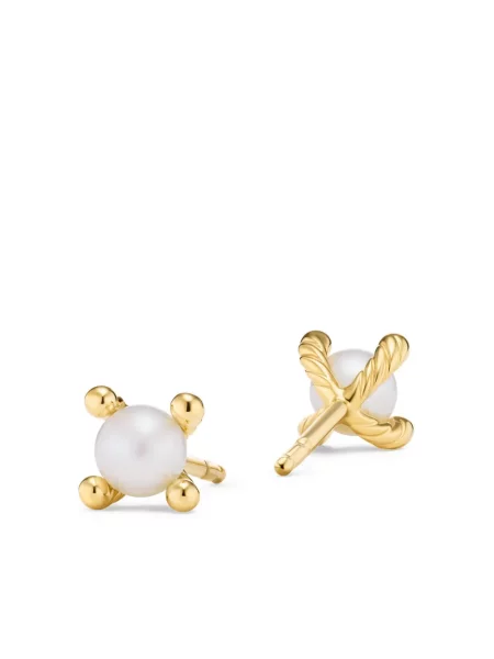 Auskarai David Yurman su perlais geltona