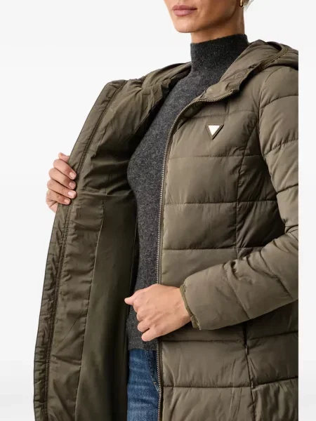 Palton Guess cu glugă verde