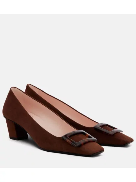 Pantofi cu toc Roger Vivier din piele de căprioară maro