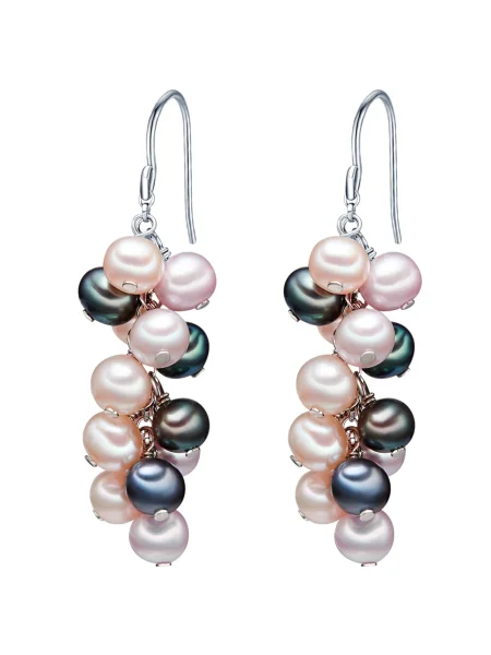 Valero Pearls Náušnice / kapučíno / ružová / strieborná modrá