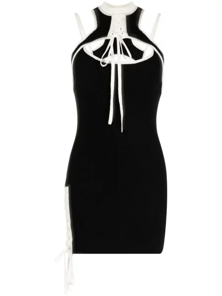 Rochie mini Monse cu șireturi din dantelă de costum negru