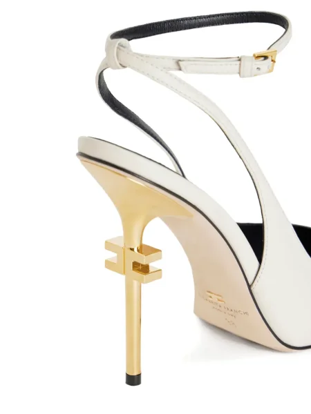 Pantofi cu toc Elisabetta Franchi slingback alb