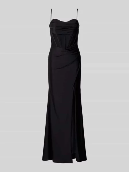 Sukienka wieczorowa z wiązaniem i rozcięciem Mascara czarna