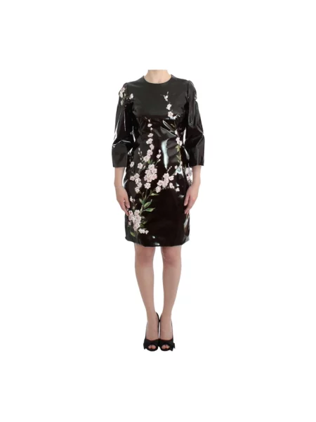 Sukienka Dolce And Gabbana skórzana czarna