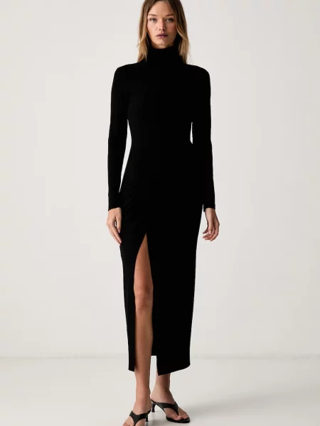 Le Privé bodycon šaty s viskózou SAPHIRA NOIR černé