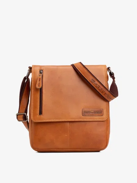 Кожаная сумка через плечо Hill Burry коричневая