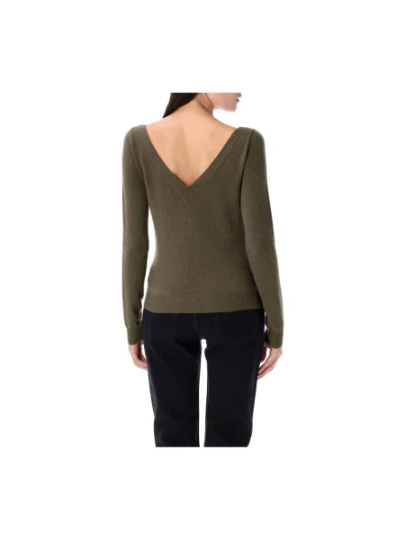 Sweter Saint Laurent z dekoltem w serek zielony