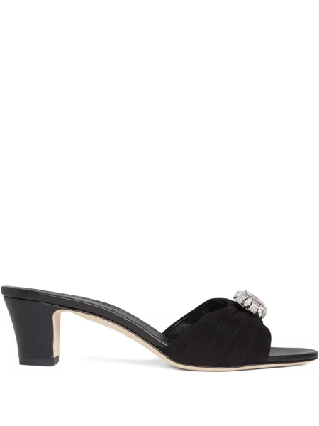 Papuci tip mules Manolo Blahnik plisate negru