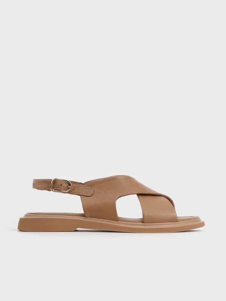 Шкіряні босоніжки Respect коричневі