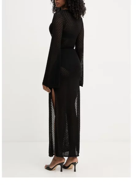 Rochie maxi Bardot tricotate negru