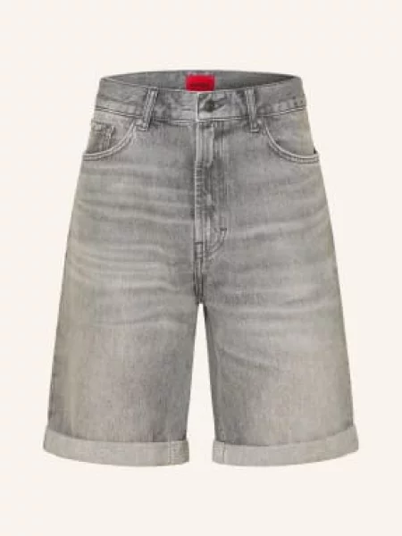 Hugo Džínové Šortky Relaxed Tapered Fit šedá