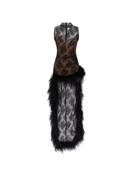 Rochie midi Giuseppe Di Morabito cu pene din dantelă negru