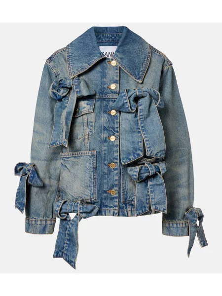 Geacă de blugi Ganni cu funde albastru