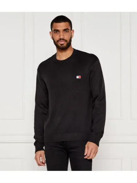 Tommy Jeans Kötött pulóver gyapjú hozzáadásával fekete