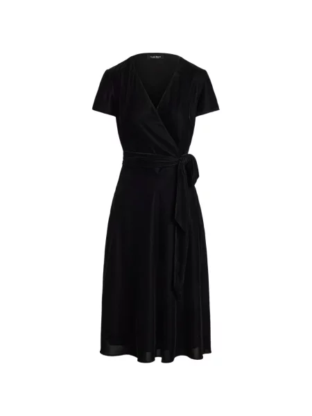 Rochie midi Lauren Ralph Lauren de catifea plic negru