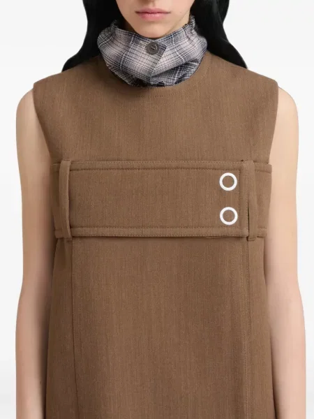 Fular Marni în carouri din poplin maro