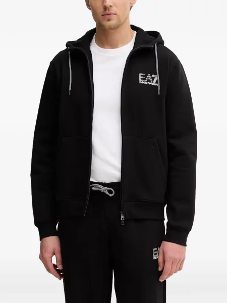 Hanorac cu glugă Ea7 Emporio Armani cu cordon negru