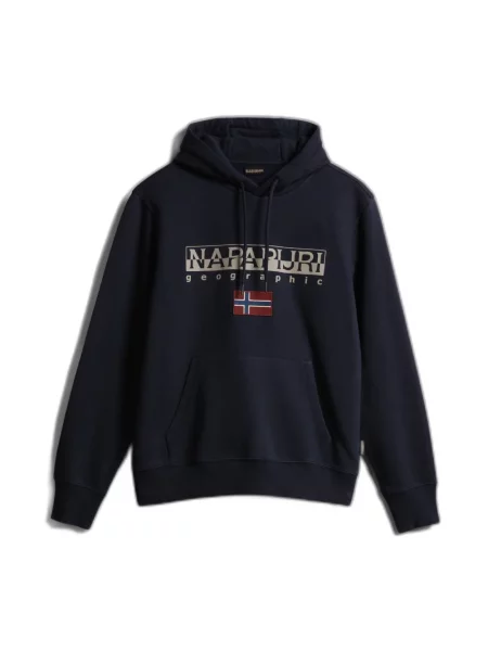 Bluza z kapturem Napapijri casual z długim rękawem niebieska