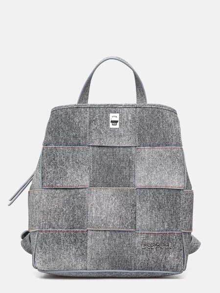 Раница Desigual YOKO PU DENIM SU малък с десен сиво
