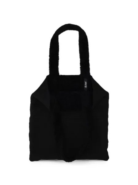 Geantă shopper La Rose cu blană negru