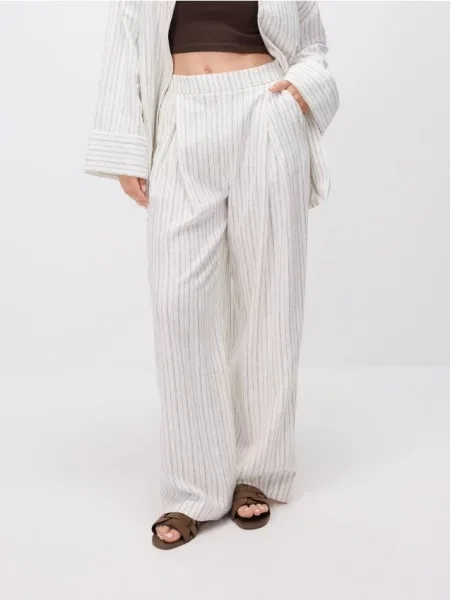 Reserved Візерунчасті штани з льоном різнобарвний 