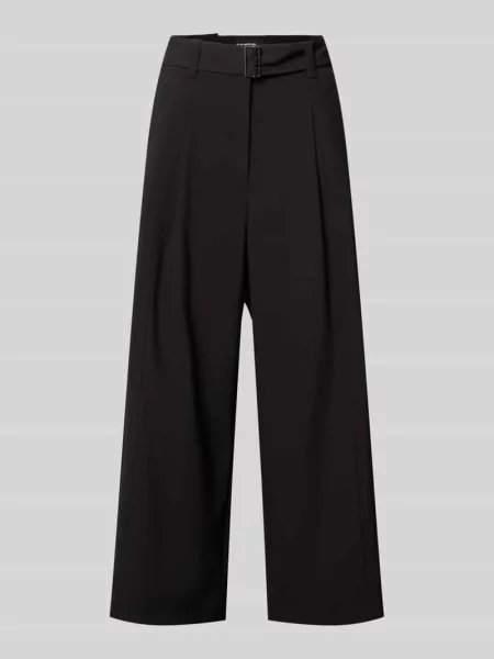 Spodnie o kroju regular fit z nogawką typu barrel leg z paskiem z tego samego materiału model CELESTE' Cambio czarne